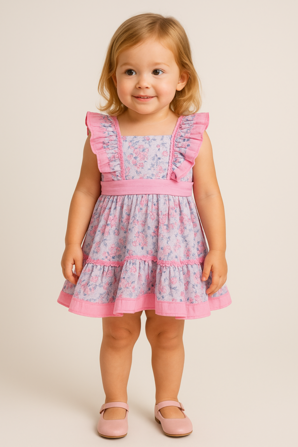 Vestido flores rosas 12 meses a 3 años
