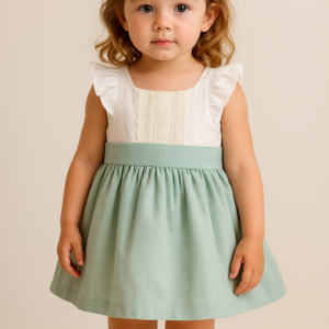 Vestido infantil niña Roche verde empolvado 0562VER-24 3 a 10 años