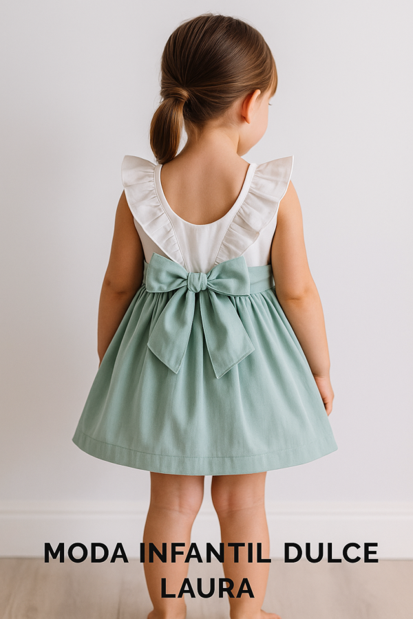 Vestido infantil niña Roche verde empolvado 0562VER-24 3 a 10 años - Imagen 4