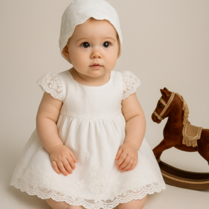 Jesusito tul bordado beige 6 a 12 meses