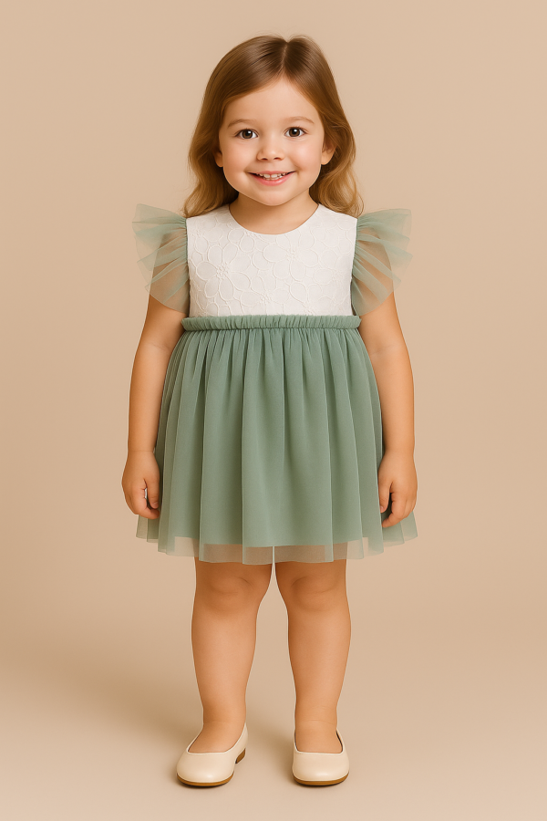 Vestido tul verde familia Skye desde 2 años hasta 12 años 0562ver25