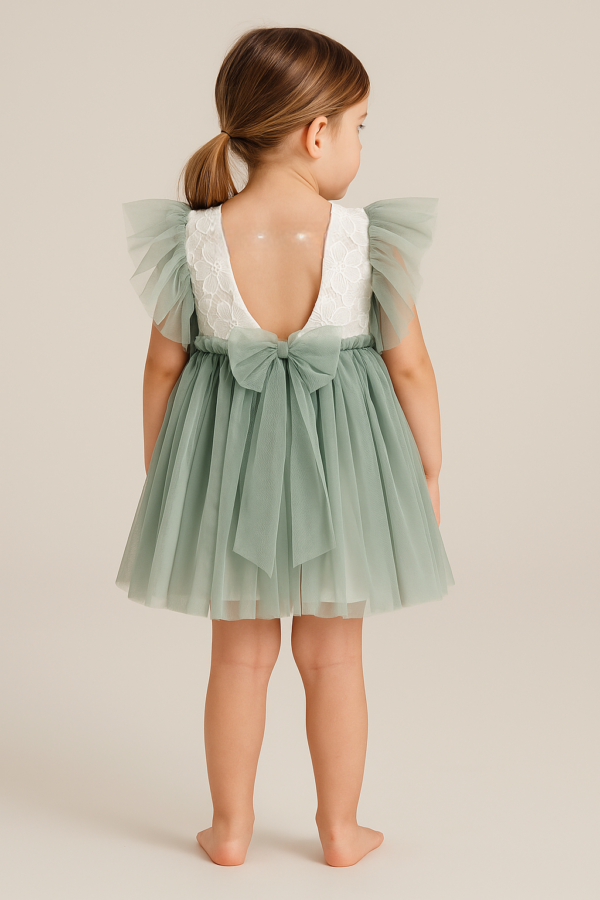 Vestido tul verde familia Skye desde 2 años hasta 12 años 0562ver25 - Imagen 4