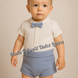 Conjunto camisa con pajarita y pantalon familia La Caleta 12 meses a 4 años