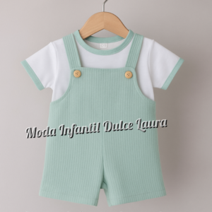 Conjunto peto verde mas camiseta desde 1 mes hasta 24 meses T8700