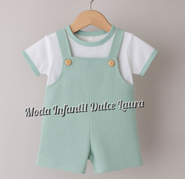 Conjunto peto verde mas camiseta desde 1 mes hasta 24 meses T8700