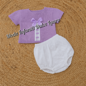 Conjunto hilo manga corta morado c8102 desde 1 hasta 12 meses