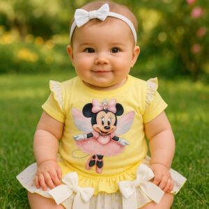 Conjunto camiseta manga corta minnie y braga falda desde 12 meses hasta 4 años