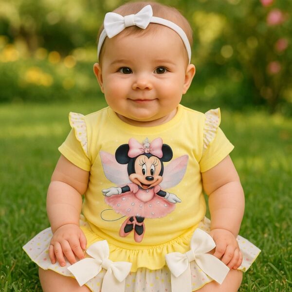 Conjunto camiseta manga corta minnie y braga falda desde 12 meses hasta 4 años