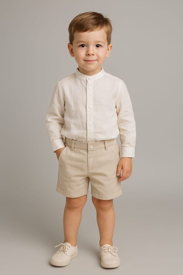 Conjunto camisa con pantalon beige 2 a 8 años