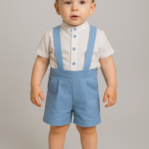 Conjunto camisa mas pantalón con tirantes azulon 6 a 36 meses