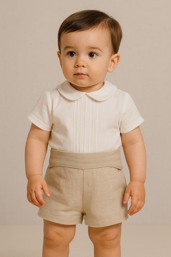 Conjunto bebé pantalón corto beige Roche 0282VER-24 6 meses a 48 meses