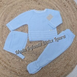Conjunto hilo 3 piezas azul desde 0 meses hasta 3 meses C8010