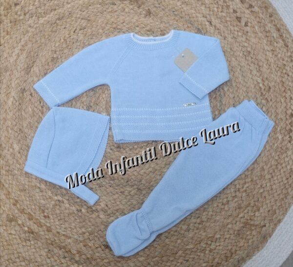 Conjunto hilo 3 piezas azul desde 0 meses hasta 3 meses C8010