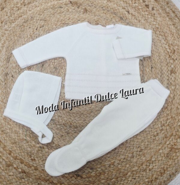 Conjunto hilo 3 piezas marfil desde 0 meses hasta 3 meses C8010