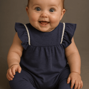 Pelele color vaquero con volantes en las mangas 3 a 36 meses