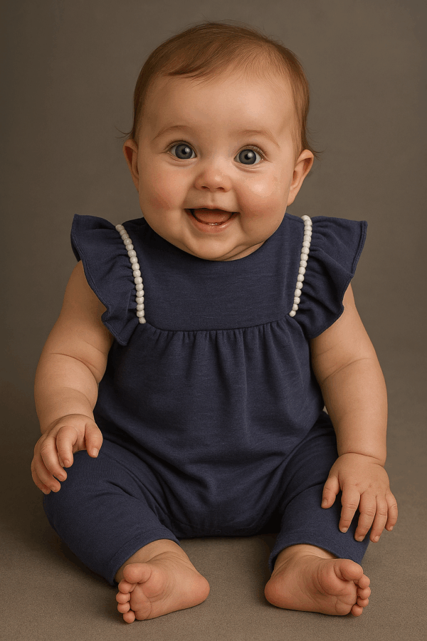 Pelele color vaquero con volantes en las mangas 3 a 36 meses
