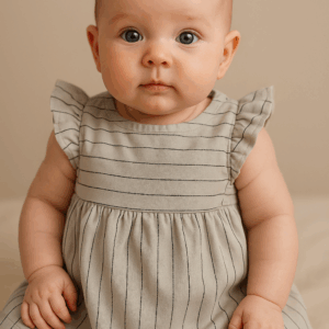 Vestido gris con rayas 3 a 24 meses 64002