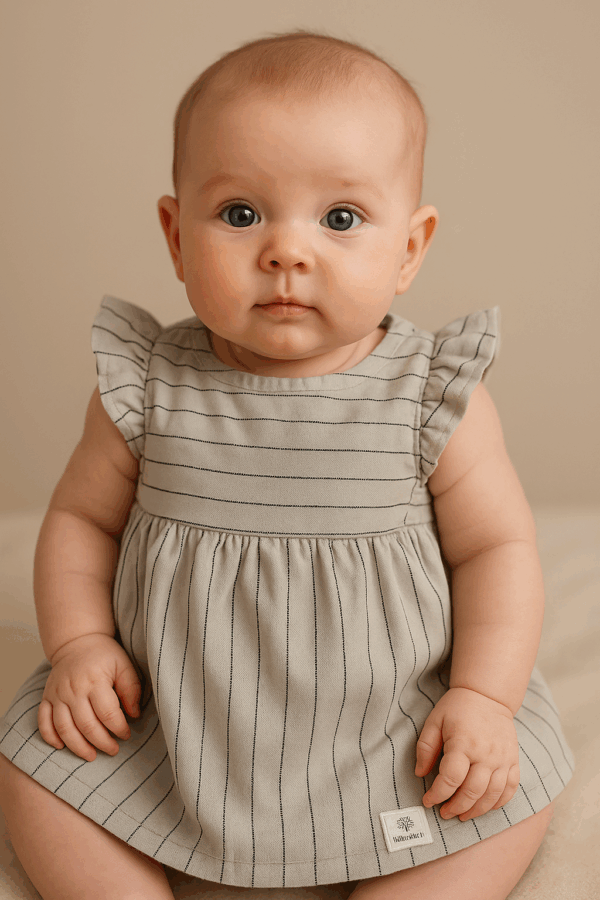Vestido gris con rayas 3 a 24 meses 64002