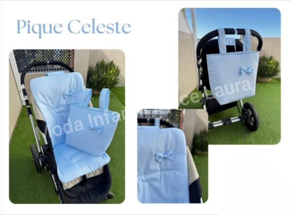 Colchoneta pique azul más bolso a juego
