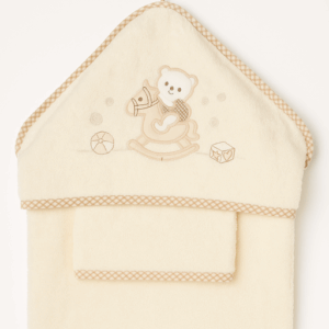 Capa de baño 100x100 algodón osito baballito beige