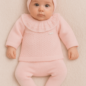 Conjunto hilo manga larga 6001 00 a 12 meses rosa