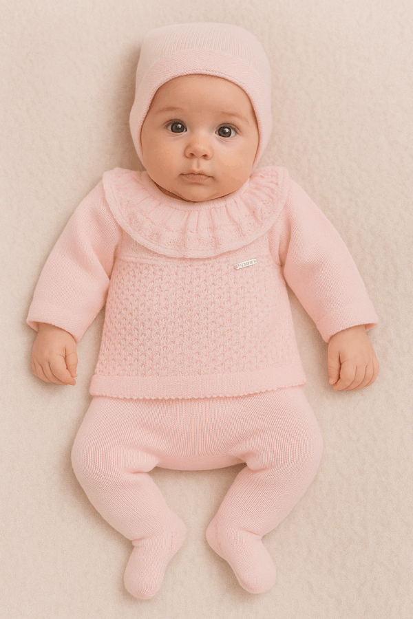 Conjunto hilo manga larga 6001 00 a 12 meses rosa