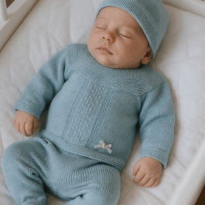 Conjunto hilo manga larga 6007 00 a 12 meses verde con blanco