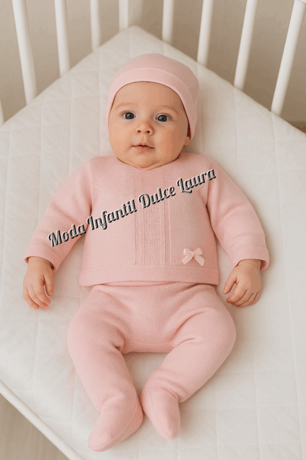 Conjunto hilo manga larga 6007 00 a 12 meses rosa
