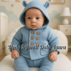 Conjunto abrigo polaina color azul desde 1 mes hasta 12 meses C5518