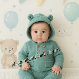 Conjunto abrigo polaina color verde desde 1 mes hasta 12 meses C5518