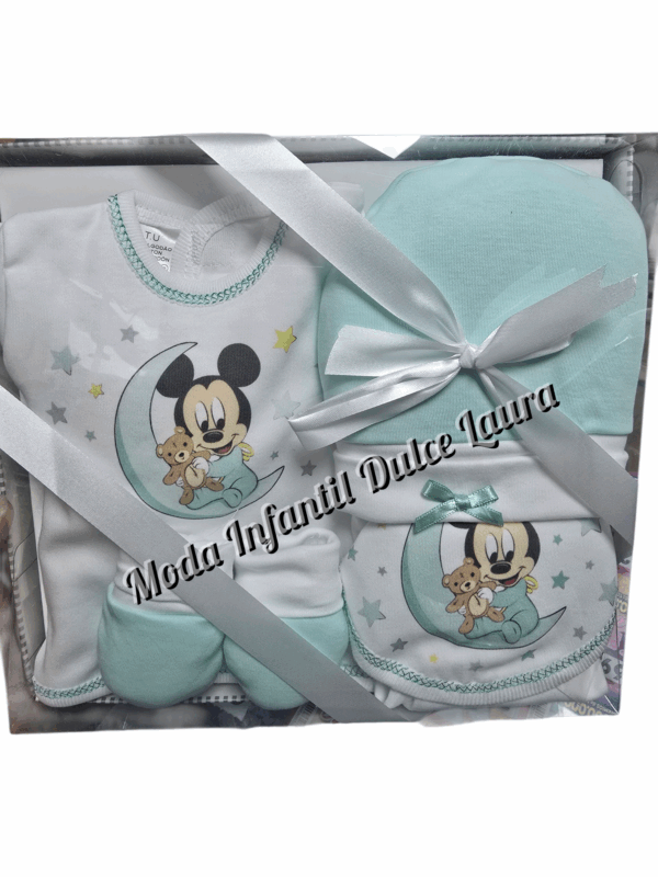 Set primeras piezas bebé niño mickey verde