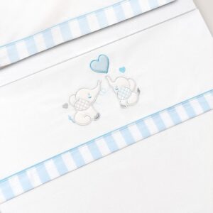 Sabana algodón minicuna elefantes azul y blanca