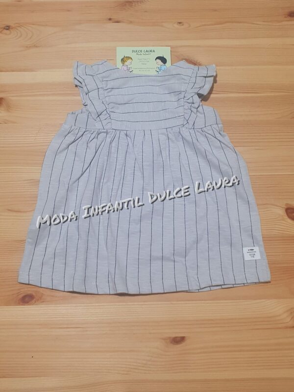 Vestido gris con rayas 3 a 24 meses 64002 - Imagen 2