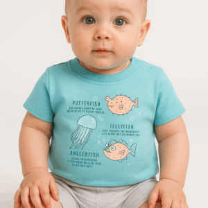 Conjunto camiseta azul peces con pantalon gris 6 a 36 meses