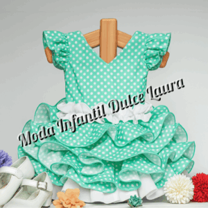 Vestido flamenca verde lunares 6 meses a 6 años