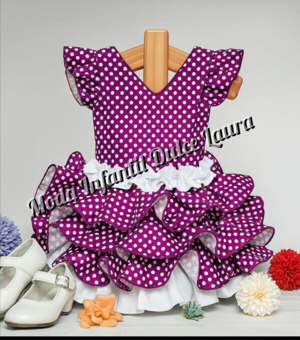 Vestido flamenca buganvilla lunares 6 meses a 6 años
