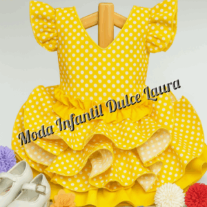 Vestido flamenca amarillo lunares 6 meses a 6 años