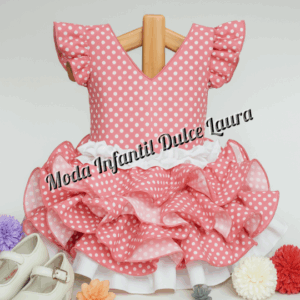 Vestido flamenca coral lunares 6 meses a 6 años