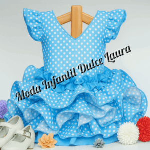 Vestido flamenca azul lunares 6 meses a 6 años
