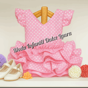 Vestido flamenca rosa lunares 6 meses a 6 años