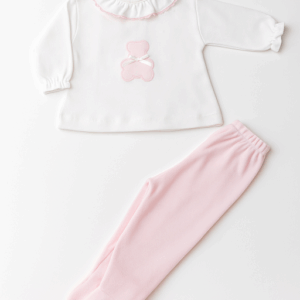 Conjunto bebé osito blanco y rosa 30320