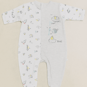 Pijama pelele gris algodón desde 0 hasta 3 meses