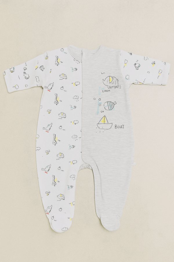 Pijama pelele gris algodón desde 0 hasta 3 meses