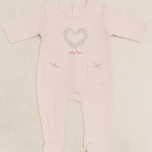 Pijama pelele rosa corazon algodón desde 0 hasta 6 meses