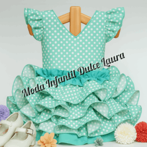 Vestido flamenca verde lunares 6 meses a 6 años
