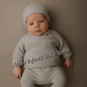 Conjunto lana jersey polaina y capota gris desde 00 hata 6 meses C9009