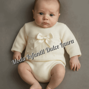 Conjunto ranita jersey beige lana desde 1 mes hasta 24 meses C9108