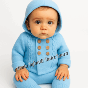 Conjunto abrigo y polaina lana azul desde 1 m hasta 12 meses C7017