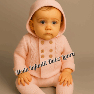 Conjunto abrigo y polaina lana rosa desde 1 m hasta 12 meses C7017