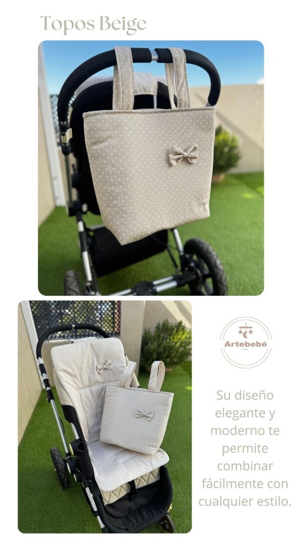 Colchoneta carrito universal más bolso color arena lunar blanco